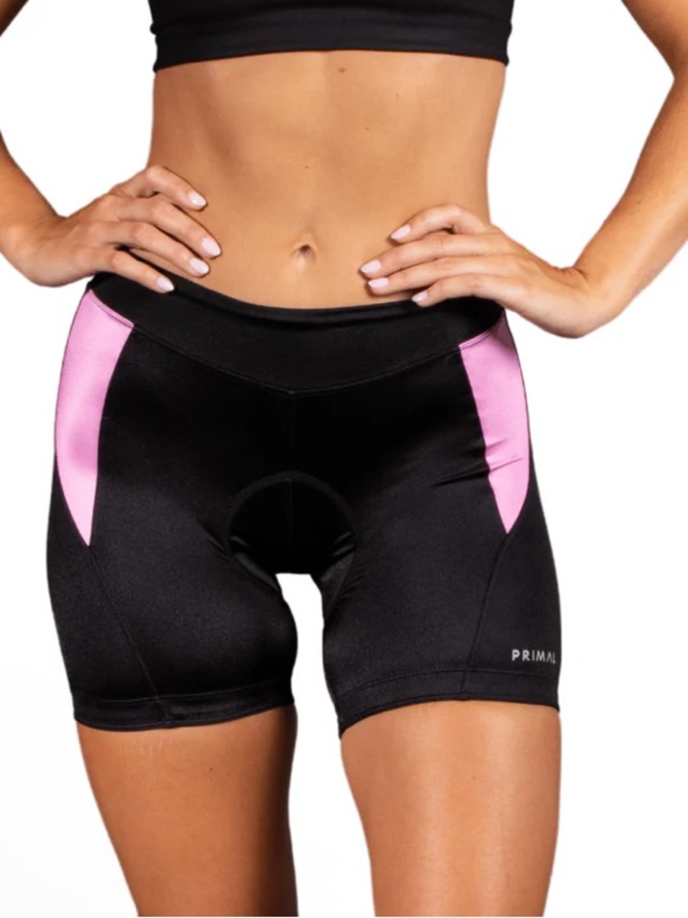 Beroy women's padded cycling shorts feature vibrant pink side panels